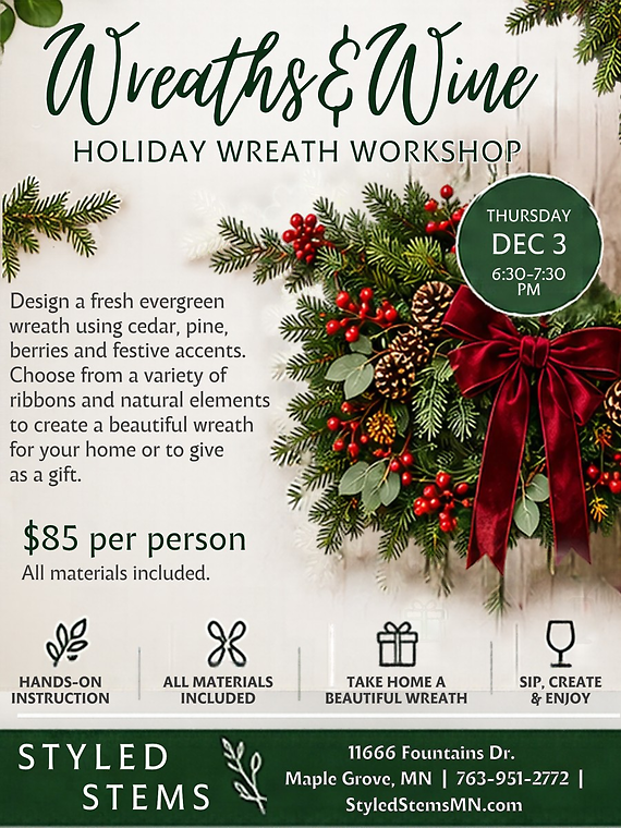 Wreaths and Wine  December 3