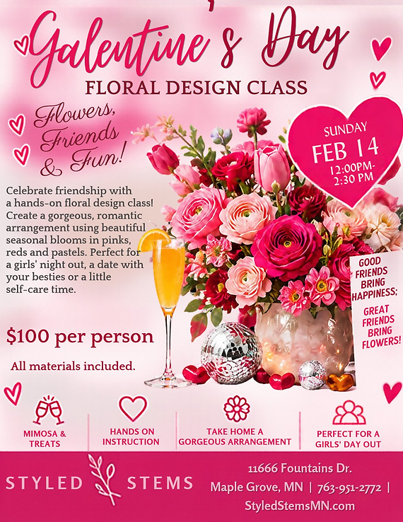 Galentine\'s Day Floral Design Class February 14, 2027