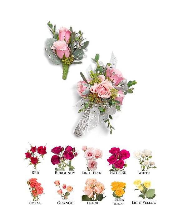 Glossy Corsage and Boutonniere Set