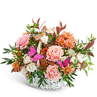 Cappuccino Cascade Basket with Butterflies