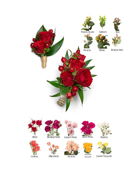 Crimson Corsage and Boutonniere Set